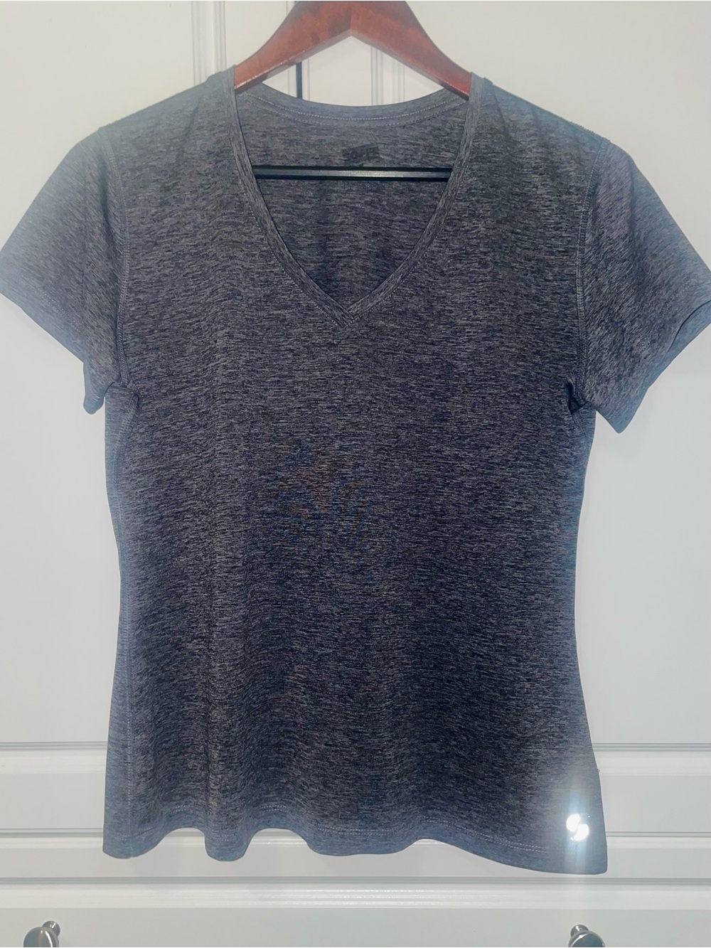 Soffe Women's Short Sleeve V-Neck Tee - Charcoal Gray